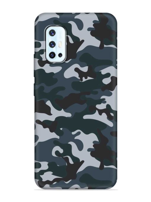 Dark Blue Army Military Art Embossed Soft Silicone Case for Vivo V17 Zapvi