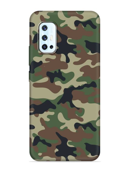 Army Military Camouflage Dark Green Embossed Soft Silicone Case for Vivo V17 Zapvi