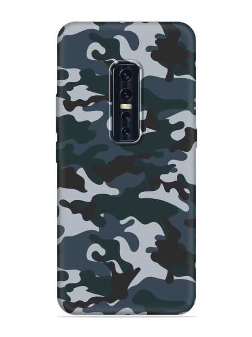 Dark Blue Army Military Art Embossed Soft Silicone Case for Vivo V17 Pro Zapvi