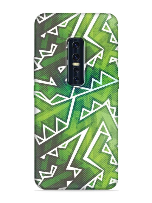 Green Graffiti Seamless Embossed Soft Silicone Case for Vivo V17 Pro