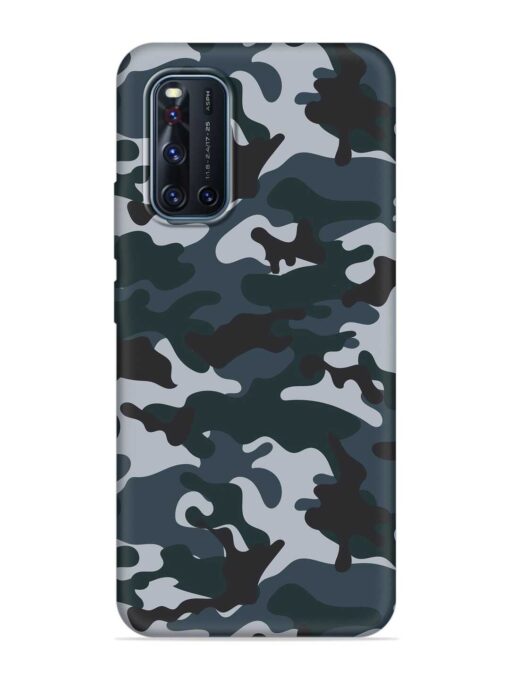 Dark Blue Army Military Art Embossed Soft Silicone Case for Vivo V19 Zapvi