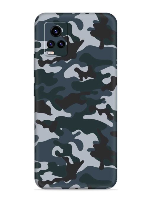 Dark Blue Army Military Art Embossed Soft Silicone Case for Vivo V20 Zapvi