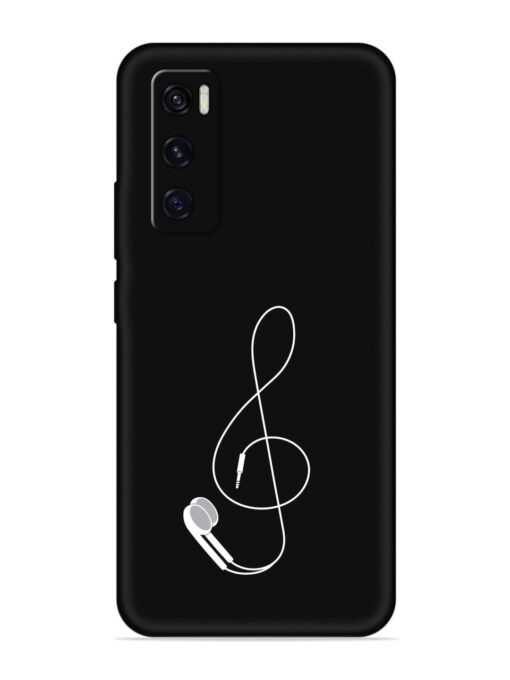 Music Earphone Vector Embossed Soft Silicone Case for Vivo V20 Se Zapvi