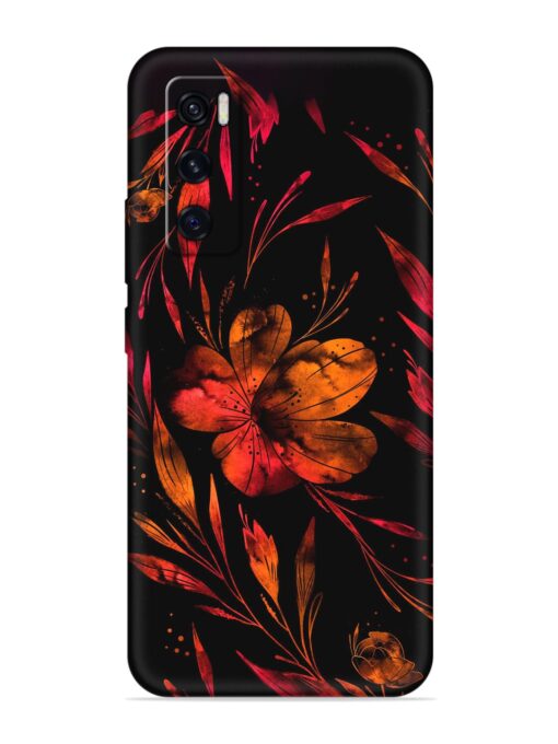 Red Flower Painting Embossed Soft Silicone Case for Vivo V20 Se Zapvi