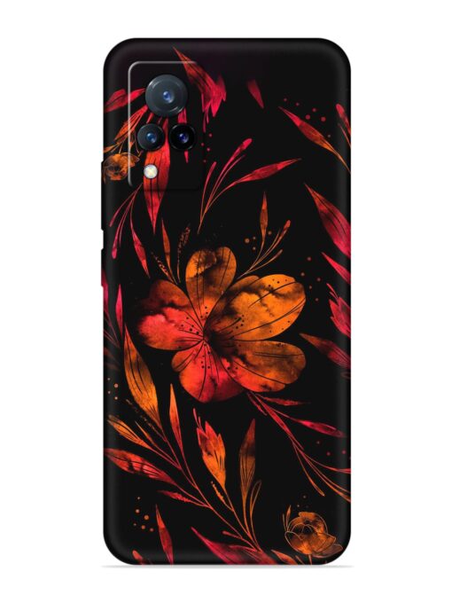 Red Flower Painting Embossed Soft Silicone Case for Vivo V21 (5G)