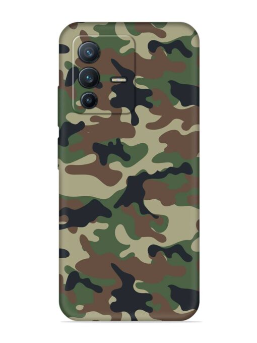 Army Military Camouflage Dark Green Embossed Soft Silicone Case for Vivo V23 (5G)