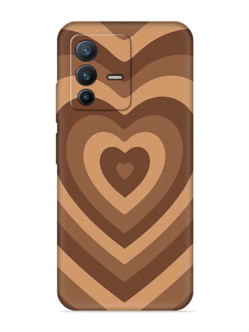 Brown Heart Embossed Soft Silicone Case for Vivo V23 (5G) Zapvi