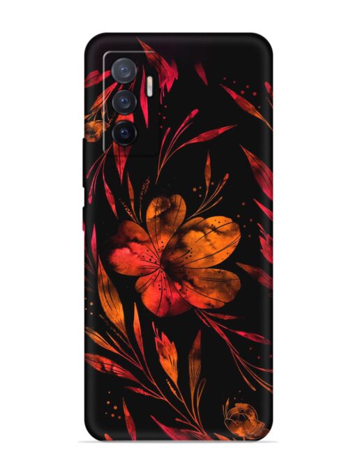 Red Flower Painting Embossed Soft Silicone Case for Vivo V23E (5G)