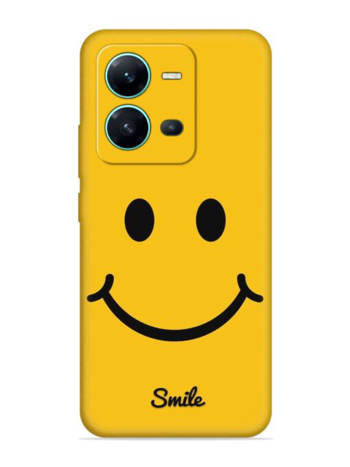 Yellow Smiley Embossed Soft Silicone Case for Vivo V25 (5G) Zapvi