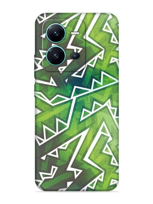 Green Graffiti Seamless Embossed Soft Silicone Case for Vivo V25 (5G)