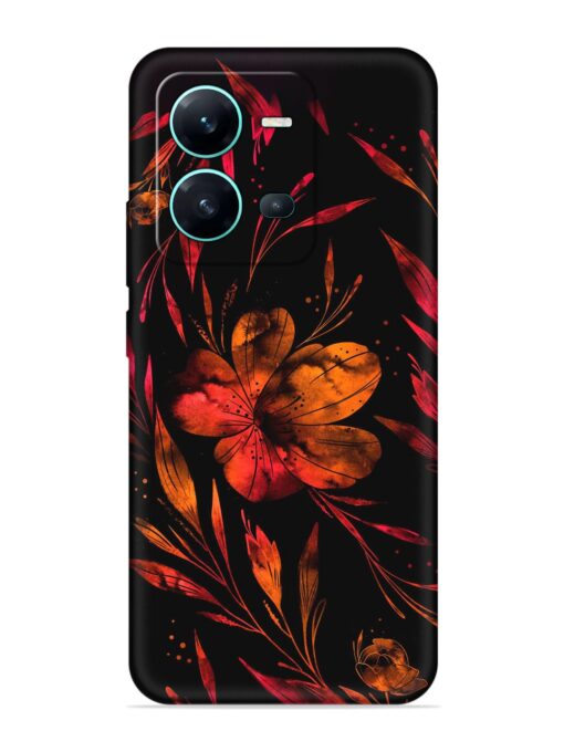 Red Flower Painting Embossed Soft Silicone Case for Vivo V25 (5G) Zapvi