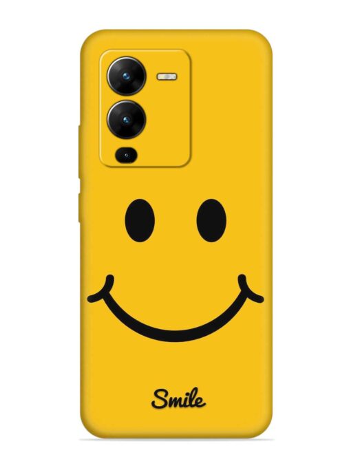 Yellow Smiley Embossed Soft Silicone Case for Vivo V25 Pro (5G) Zapvi