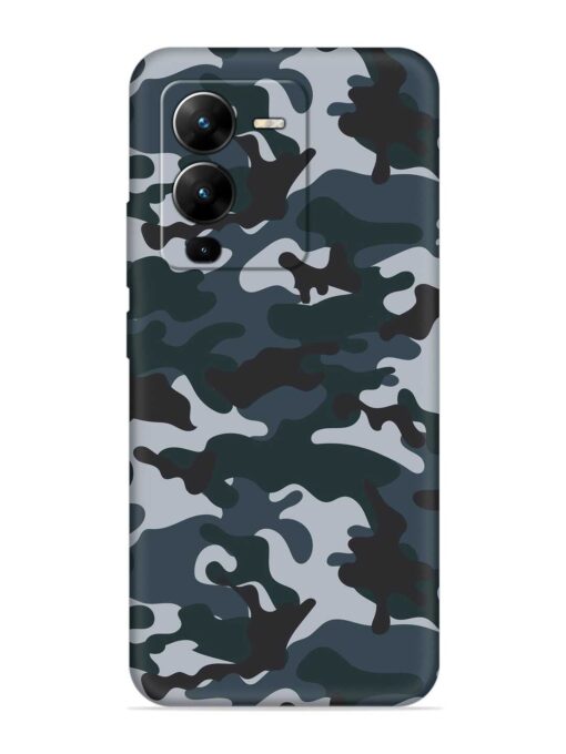 Dark Blue Army Military Art Embossed Soft Silicone Case for Vivo V25 Pro (5G) Zapvi