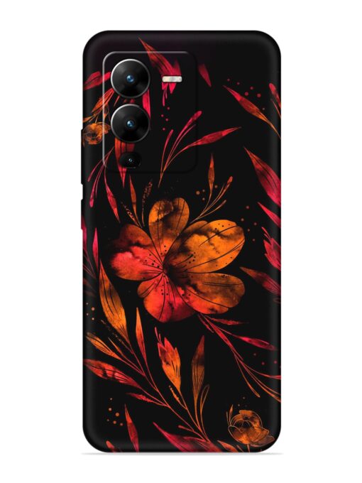 Red Flower Painting Embossed Soft Silicone Case for Vivo V25 Pro (5G) Zapvi