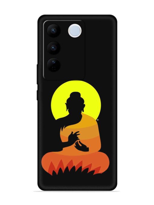 Buddha Art Black Embossed Soft Silicone Case for Vivo V27 (5G)