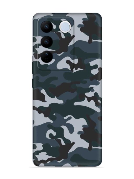 Dark Blue Army Military Art Embossed Soft Silicone Case for Vivo V27 (5G) Zapvi