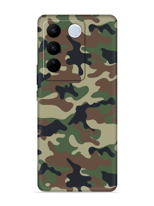 Army Military Camouflage Dark Green Embossed Soft Silicone Case for Vivo V27 (5G) Zapvi