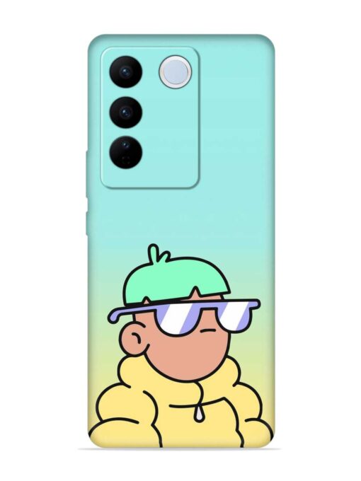 Doodles Cool Character Embossed Soft Silicone Case for Vivo V27 (5G)