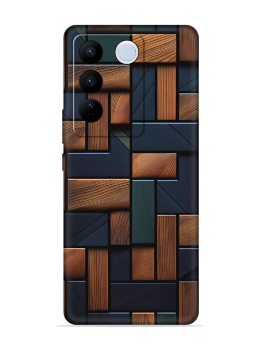 Wooden Background Cubes Embossed Soft Silicone Case for Vivo V27 (5G) Zapvi