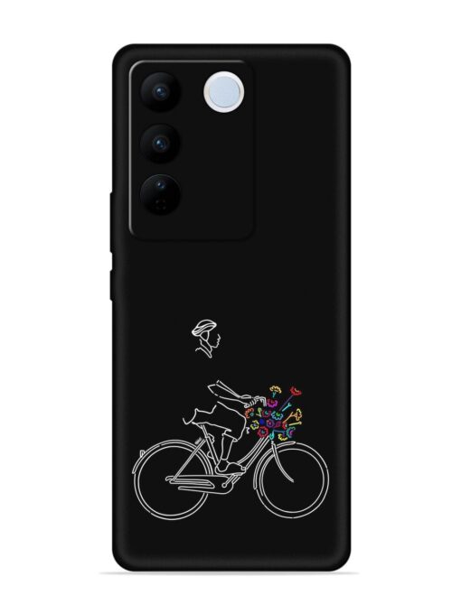 Minimalist Cycle Art Embossed Soft Silicone Case for Vivo V27 (5G)