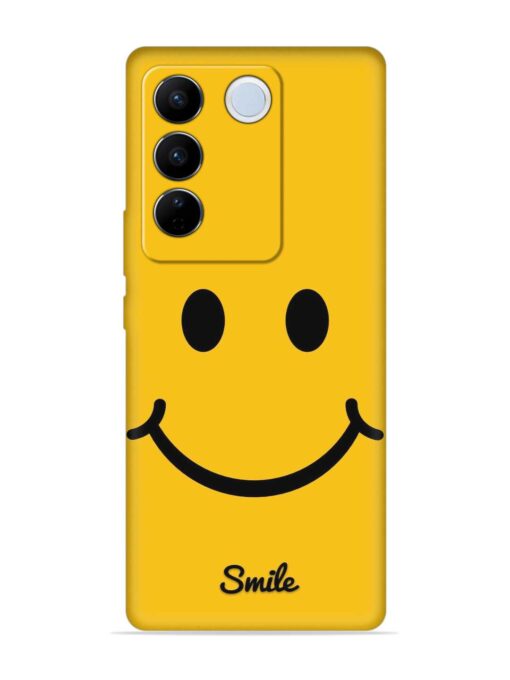 Yellow Smiley Embossed Soft Silicone Case for Vivo V27 Pro (5G) Zapvi