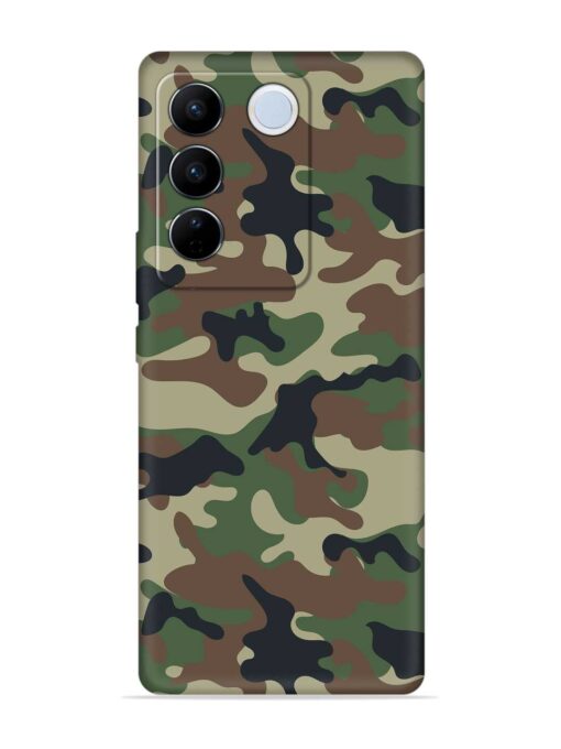 Army Military Camouflage Dark Green Embossed Soft Silicone Case for Vivo V27 Pro (5G) Zapvi