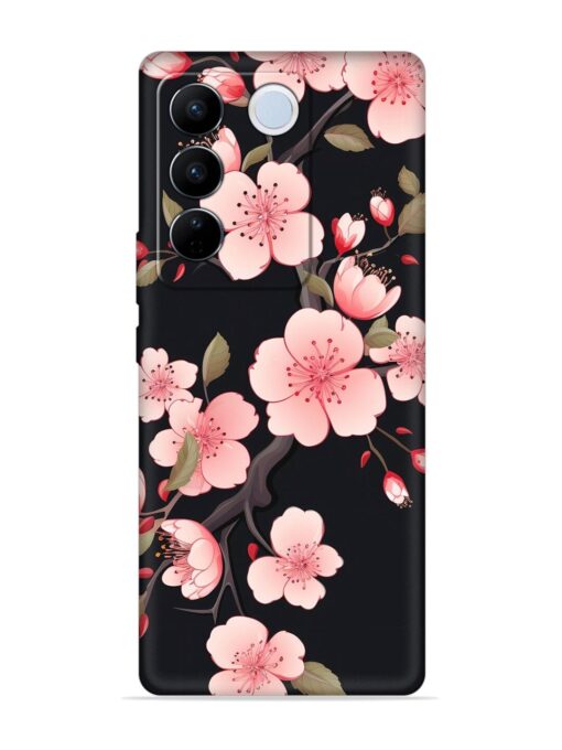 Cherry Blossom Embossed Soft Silicone Case for Vivo V27 Pro (5G) Zapvi