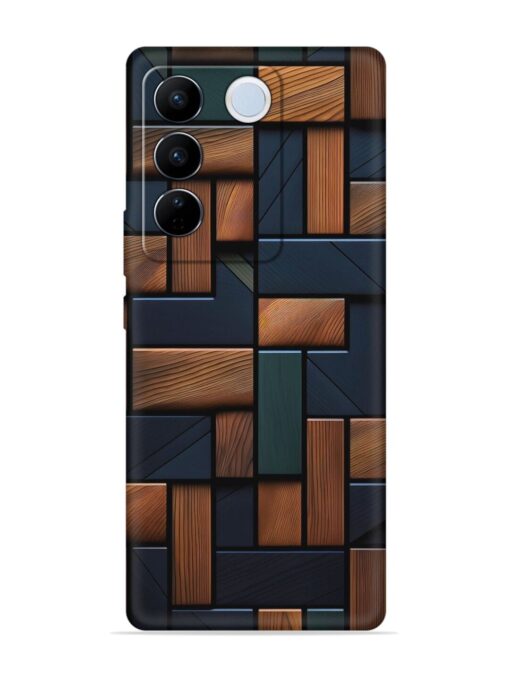 Wooden Background Cubes Embossed Soft Silicone Case for Vivo V27 Pro (5G) Zapvi