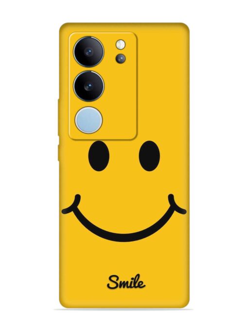 Yellow Smiley Embossed Soft Silicone Case for Vivo V29 (5G) Zapvi