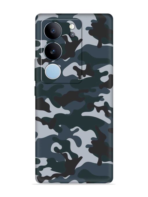 Dark Blue Army Military Art Embossed Soft Silicone Case for Vivo V29 (5G) Zapvi