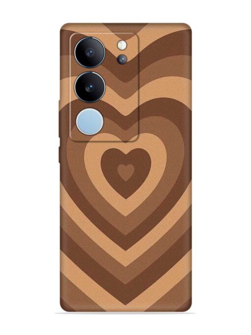 Brown Heart Embossed Soft Silicone Case for Vivo V29 (5G)