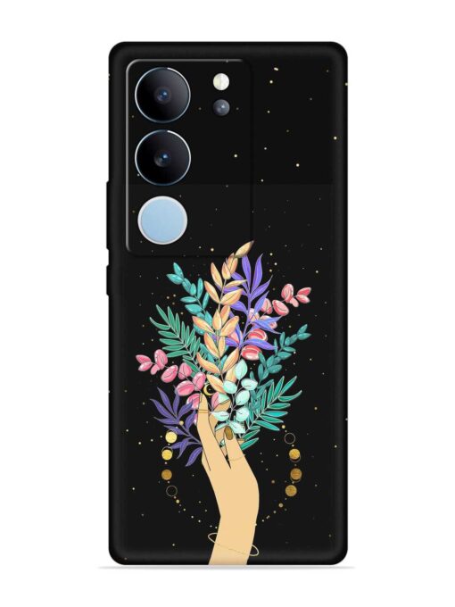 Flower On Hand Embossed Soft Silicone Case for Vivo V29 (5G)