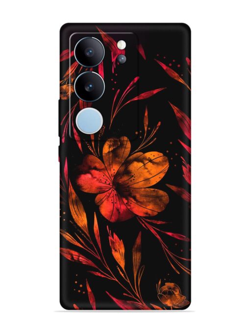 Red Flower Painting Embossed Soft Silicone Case for Vivo V29 (5G) Zapvi