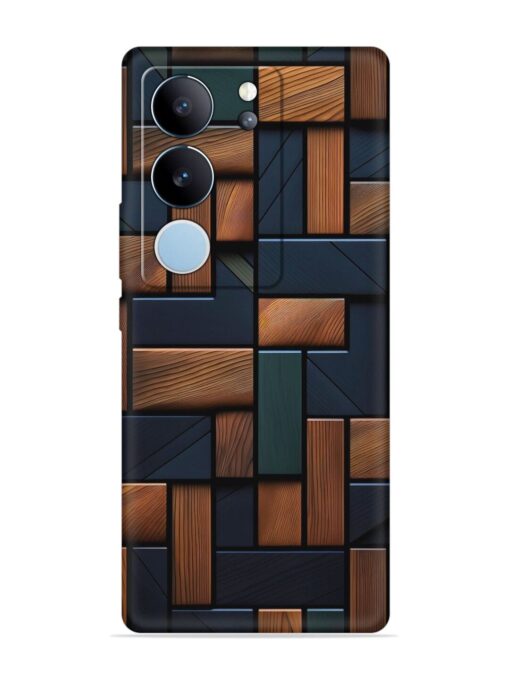 Wooden Background Cubes Embossed Soft Silicone Case for Vivo V29 (5G) Zapvi