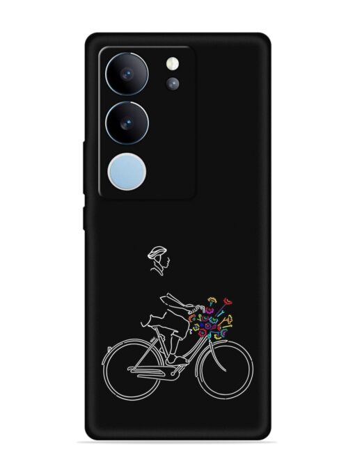 Minimalist Cycle Art Embossed Soft Silicone Case for Vivo V29 (5G) Zapvi