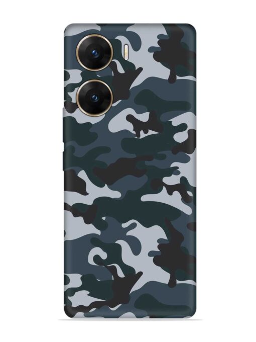 Dark Blue Army Military Art Embossed Soft Silicone Case for Vivo V29E (5G) Zapvi