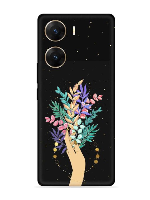 Flower On Hand Embossed Soft Silicone Case for Vivo V29E (5G)