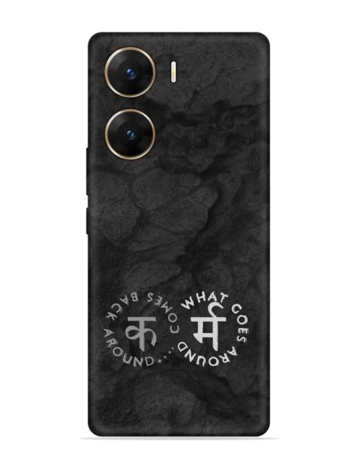 Karma Hindi Word Embossed Soft Silicone Case for Vivo V29E (5G) Zapvi