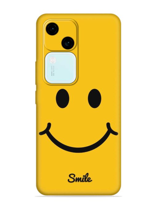 Yellow Smiley Embossed Soft Silicone Case for Vivo V30 (5G) Zapvi