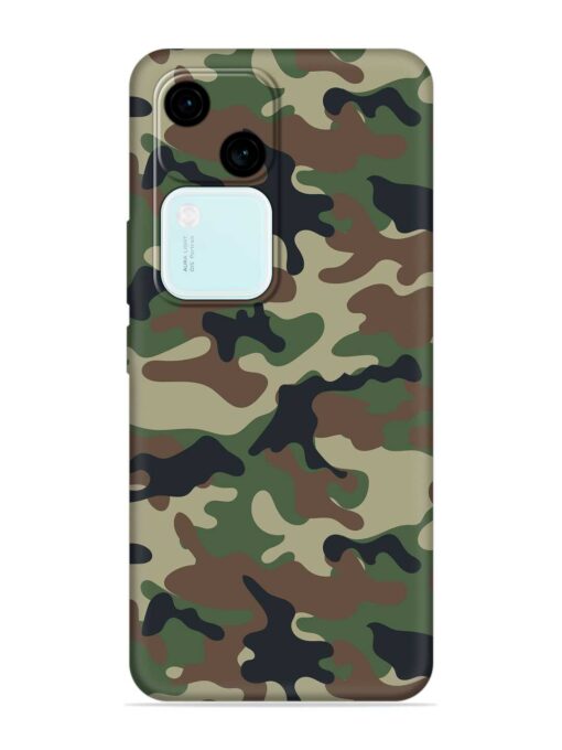 Army Military Camouflage Dark Green Embossed Soft Silicone Case for Vivo V30 (5G) Zapvi