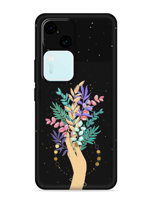 Flower On Hand Embossed Soft Silicone Case for Vivo V30 (5G)