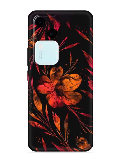 Red Flower Painting Embossed Soft Silicone Case for Vivo V30 (5G) Zapvi