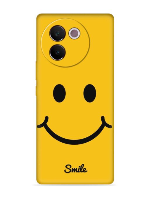 Yellow Smiley Embossed Soft Silicone Case for Vivo V30E (5G) Zapvi