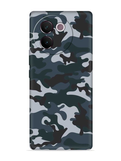 Dark Blue Army Military Art Embossed Soft Silicone Case for Vivo V30E (5G) Zapvi