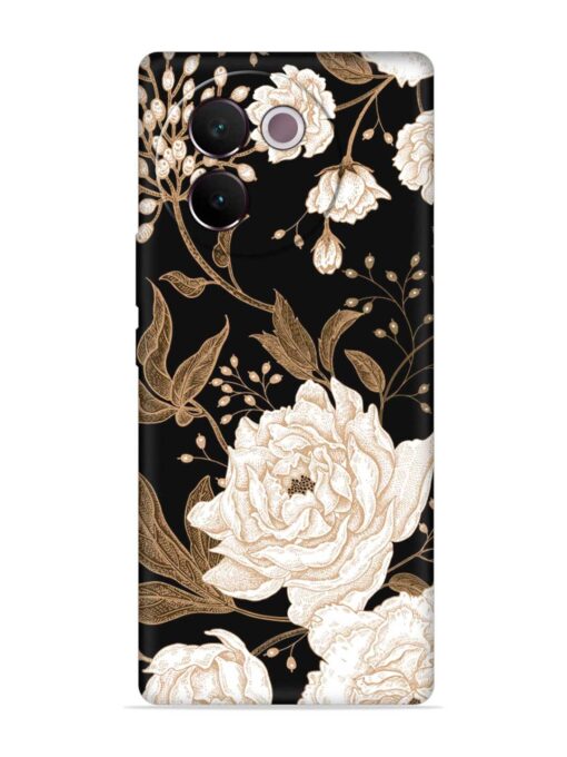 Peonies Roses Floral Embossed Soft Silicone Case for Vivo V30E (5G) Zapvi