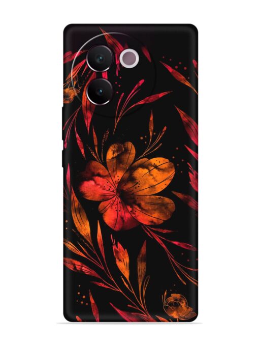 Red Flower Painting Embossed Soft Silicone Case for Vivo V30E (5G) Zapvi