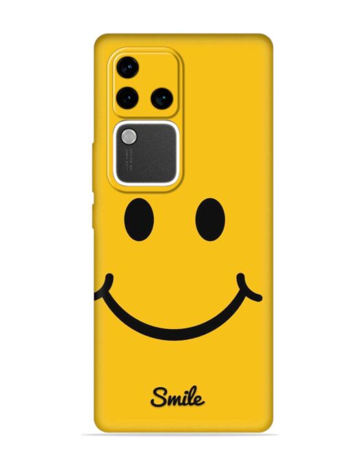 Yellow Smiley Embossed Soft Silicone Case for Vivo V30 Pro (5G)