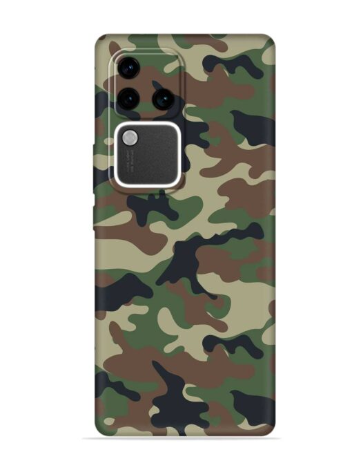 Army Military Camouflage Dark Green Embossed Soft Silicone Case for Vivo V30 Pro (5G)