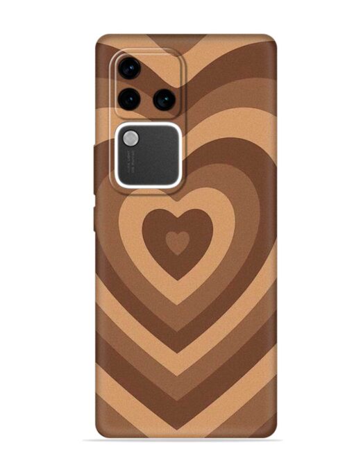 Brown Heart Embossed Soft Silicone Case for Vivo V30 Pro (5G)