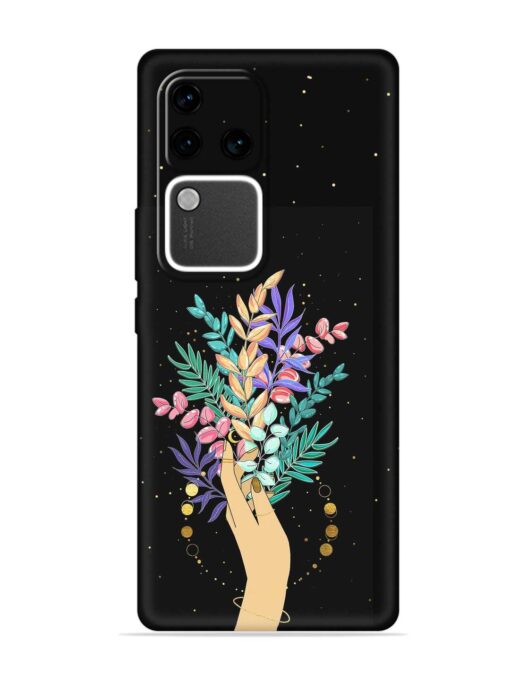 Flower On Hand Embossed Soft Silicone Case for Vivo V30 Pro (5G) Zapvi